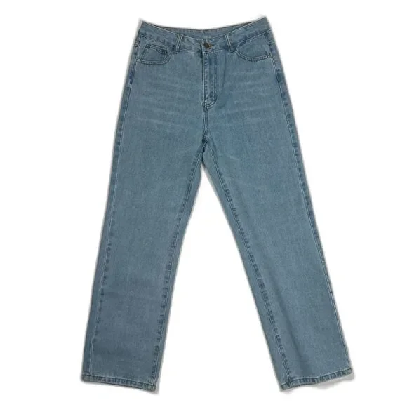 High Waisted Straight Leg Light Wash Jeans Women's Size 8/10 - Picture 2 of 7